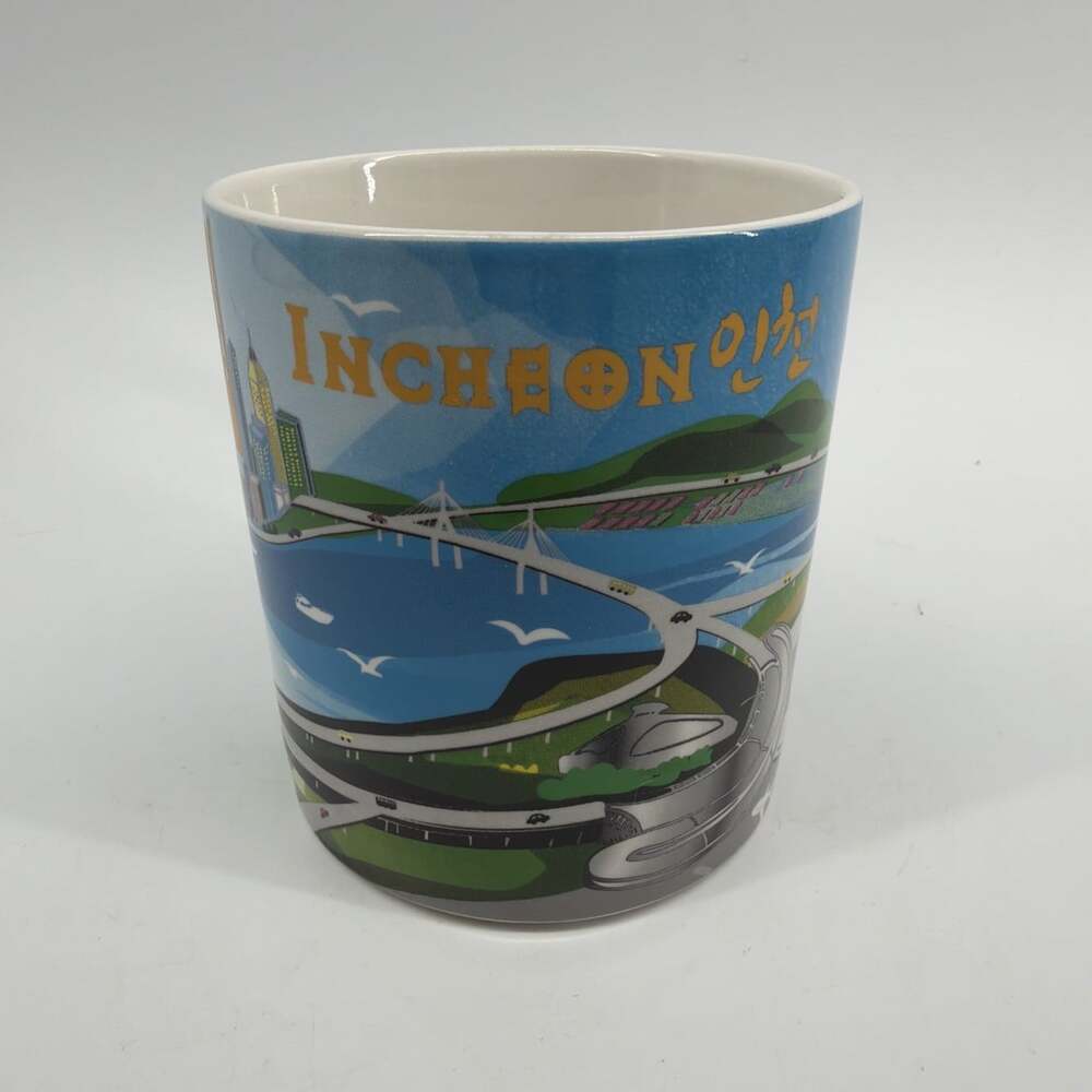 Starbucks Korea City Incheon Ceramic Coffee Mug 16 fl oz Korean City Skyline Mug
